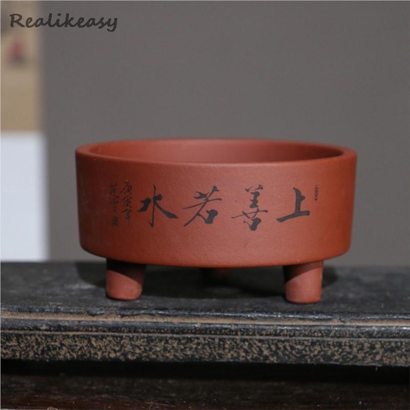 Yixing Purple Clay Pot Desktop - Bonsai Tree Zen Garden 评论和价格